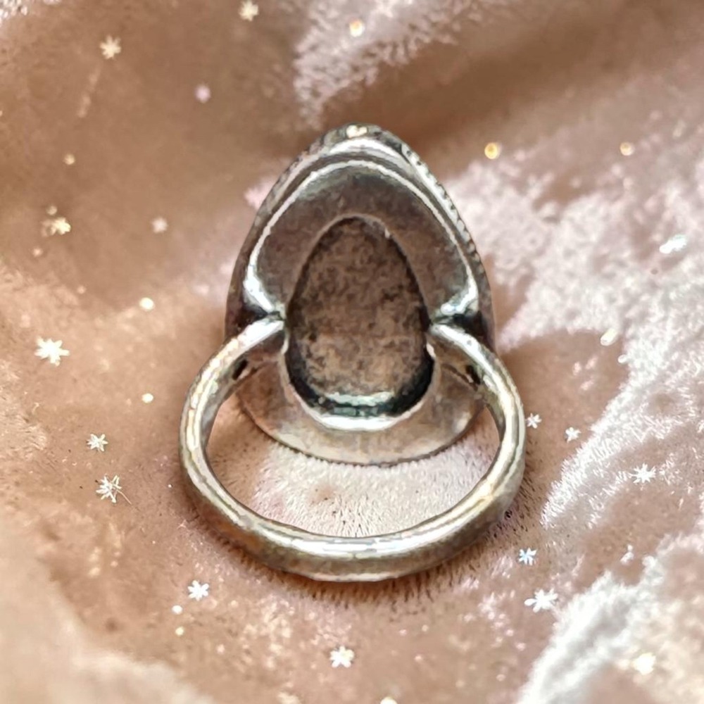 New Size 8 Turquoise Teardrop Silver Statement Ring Western Native Desert Glam - Picture 4 of 4